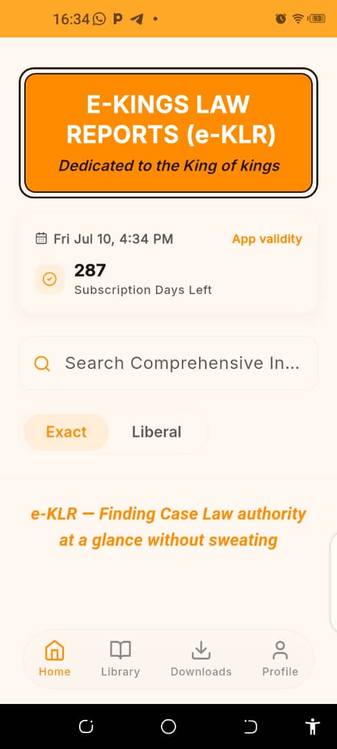 Preview of the e-KLR mobile app home screen